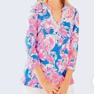 Lilly Pulitzer women’s Kaia Knit Tunic Top Bennet Blue Bay Dreamin Size small